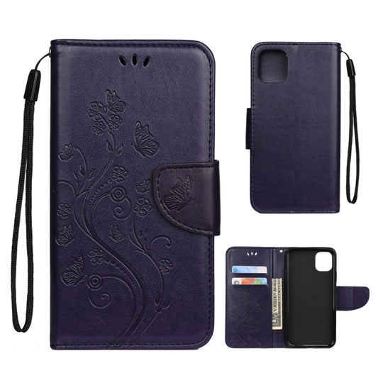 For iPhone 11 Pro Max Butterfly Flower Pattern Horizontal Flip Leather Case with Holder & Card Slots & Wallet(Deep Purple) - iPhone 11 Pro Max Cases by buy2fix | Online Shopping UK | buy2fix