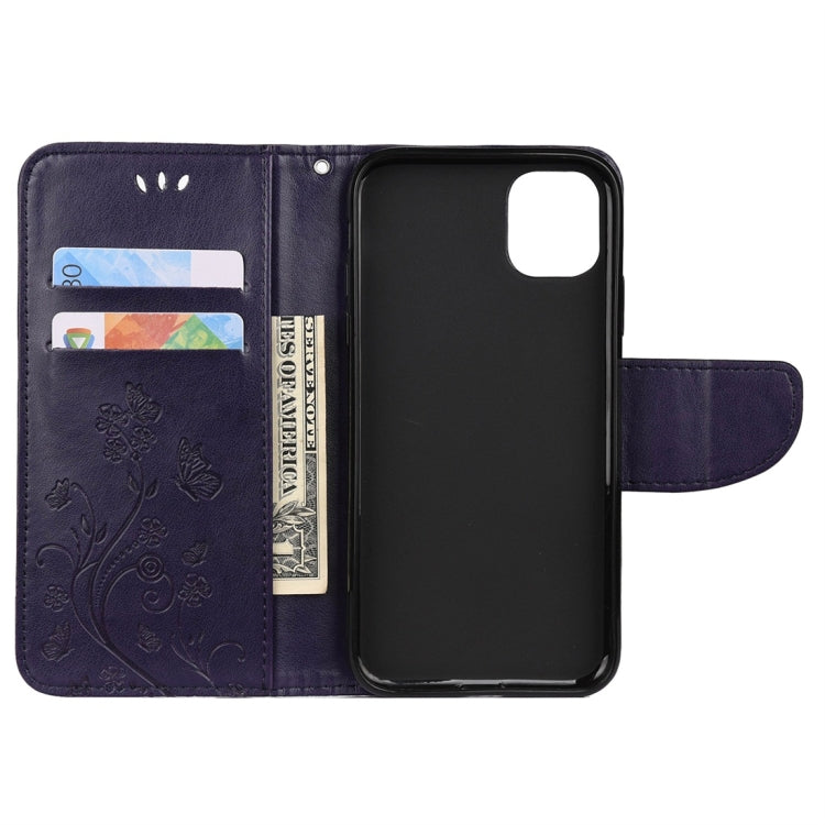 For iPhone 11 Pro Max Butterfly Flower Pattern Horizontal Flip Leather Case with Holder & Card Slots & Wallet(Deep Purple) - iPhone 11 Pro Max Cases by buy2fix | Online Shopping UK | buy2fix