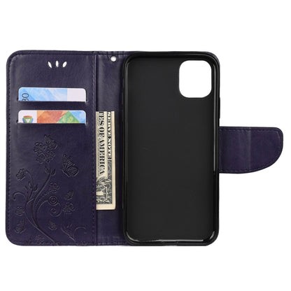For iPhone 11 Pro Max Butterfly Flower Pattern Horizontal Flip Leather Case with Holder & Card Slots & Wallet(Deep Purple) - iPhone 11 Pro Max Cases by buy2fix | Online Shopping UK | buy2fix