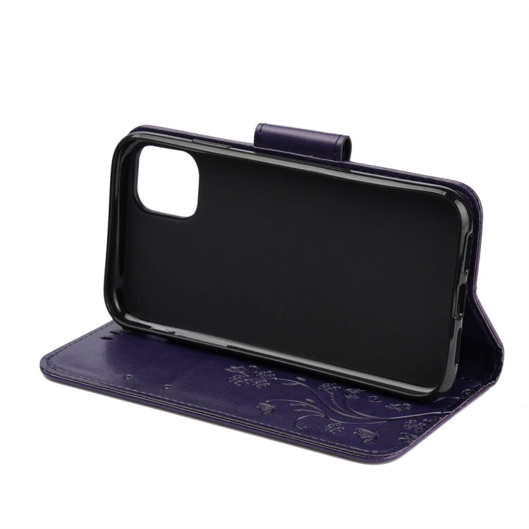 For iPhone 11 Pro Max Butterfly Flower Pattern Horizontal Flip Leather Case with Holder & Card Slots & Wallet(Deep Purple) - iPhone 11 Pro Max Cases by buy2fix | Online Shopping UK | buy2fix