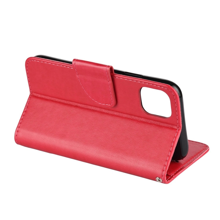 For iPhone 11 Pro Max Butterfly Flower Pattern Horizontal Flip Leather Case with Holder & Card Slots & Wallet(Red) - iPhone 11 Pro Max Cases by buy2fix | Online Shopping UK | buy2fix