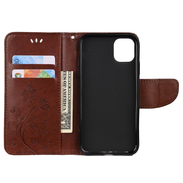 For iPhone 11 Pro Max Butterfly Flower Pattern Horizontal Flip Leather Case with Holder & Card Slots & Wallet(Brown) - iPhone 11 Pro Max Cases by buy2fix | Online Shopping UK | buy2fix