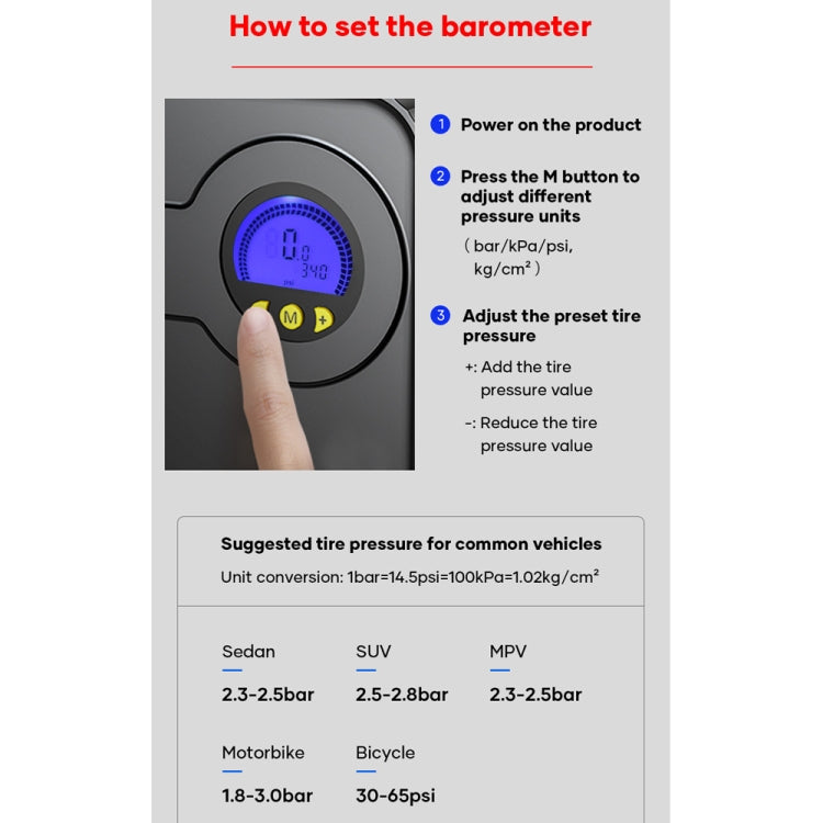 Rock Multi-function Portable LED Digital Display Car Air Pump - Inflatable Pump by ROCK | Online Shopping UK | buy2fix