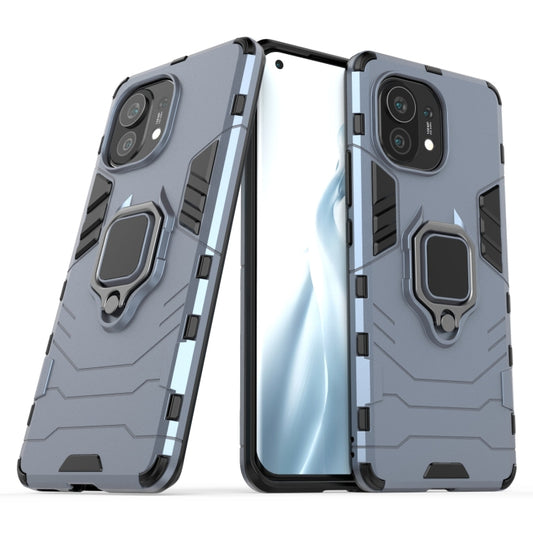 For Xiaomi Mi 11 PC + TPU Shockproof Protective Case with Magnetic Ring Holder(Navy Blue) - Xiaomi Cases by buy2fix | Online Shopping UK | buy2fix