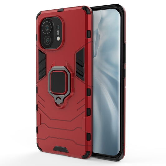 For Xiaomi Mi 11 PC + TPU Shockproof Protective Case with Magnetic Ring Holder(Red) - Xiaomi Cases by buy2fix | Online Shopping UK | buy2fix