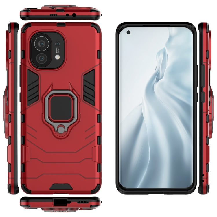 For Xiaomi Mi 11 PC + TPU Shockproof Protective Case with Magnetic Ring Holder(Red) - Xiaomi Cases by buy2fix | Online Shopping UK | buy2fix