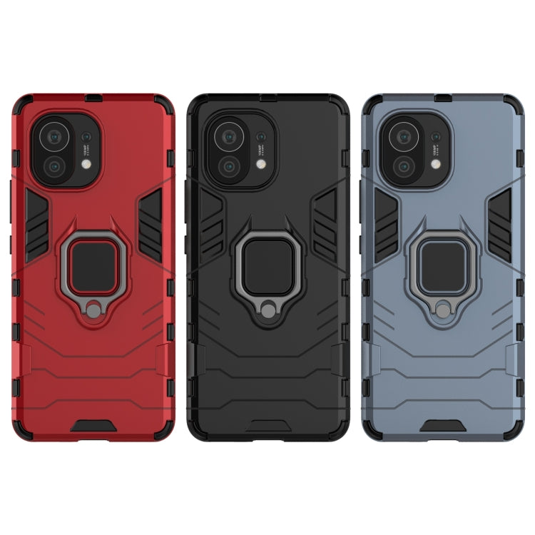 For Xiaomi Mi 11 PC + TPU Shockproof Protective Case with Magnetic Ring Holder(Red) - Xiaomi Cases by buy2fix | Online Shopping UK | buy2fix