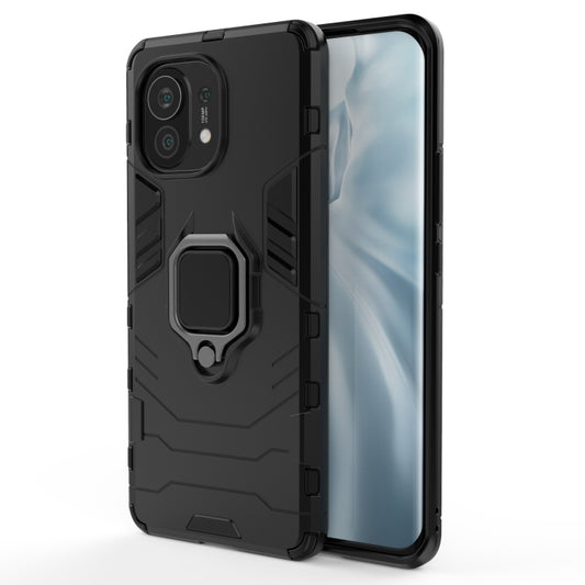 For Xiaomi Mi 11 PC + TPU Shockproof Protective Case with Magnetic Ring Holder(Black) - Xiaomi Cases by buy2fix | Online Shopping UK | buy2fix