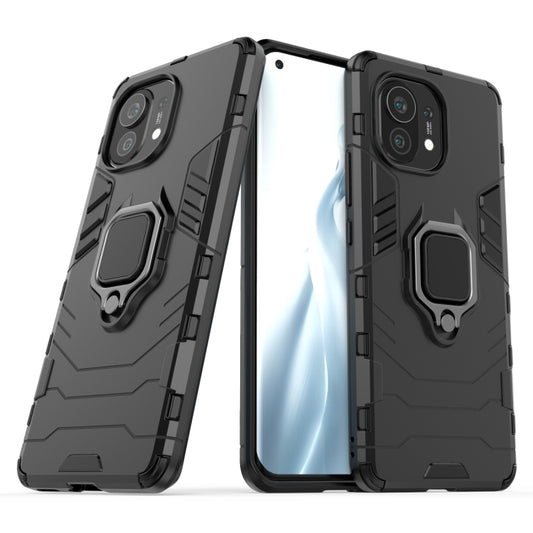 For Xiaomi Mi 11 PC + TPU Shockproof Protective Case with Magnetic Ring Holder(Black) - Xiaomi Cases by buy2fix | Online Shopping UK | buy2fix