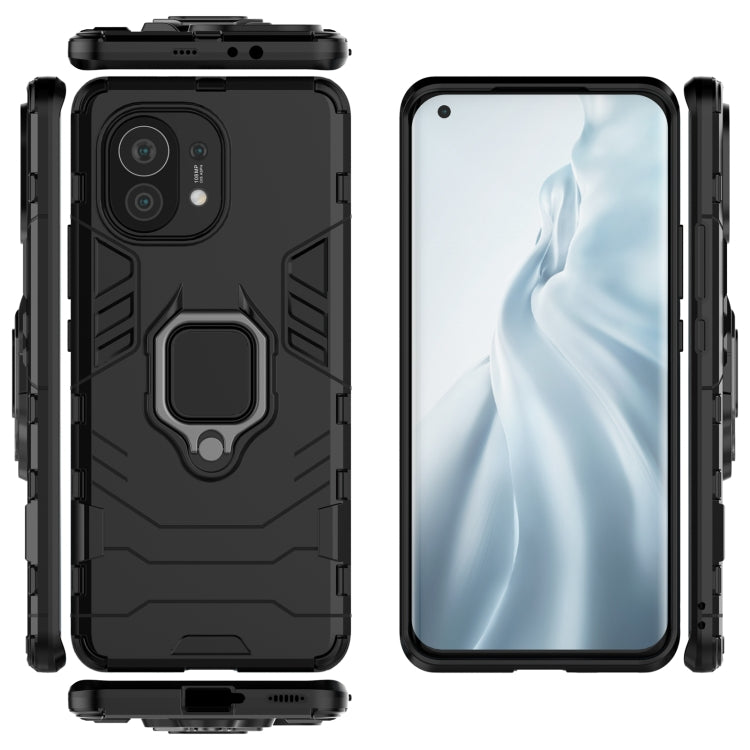 For Xiaomi Mi 11 PC + TPU Shockproof Protective Case with Magnetic Ring Holder(Black) - Xiaomi Cases by buy2fix | Online Shopping UK | buy2fix