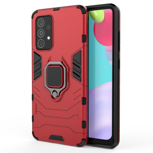 For Samsung Galaxy A52 5G/4G PC + TPU Shockproof Protective Case with Magnetic Ring Holder(Red) by buy2fix