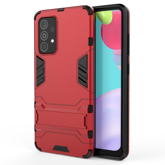 For Samsung Galaxy A52 5G/4G PC + TPU Shockproof Protective Case with Holder(Red) by buy2fix