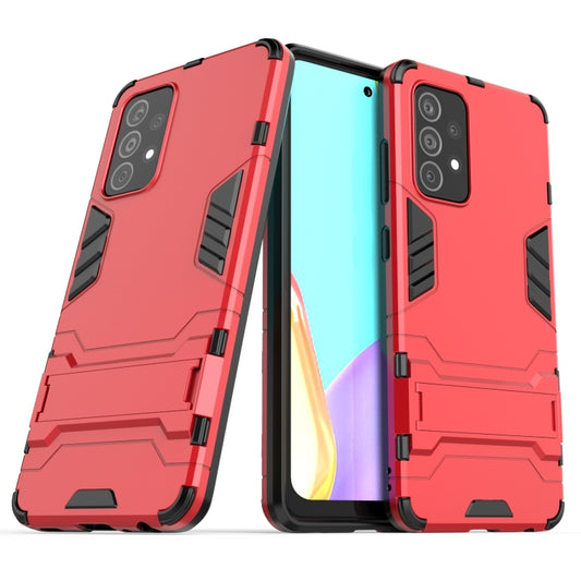 For Samsung Galaxy A52 5G/4G PC + TPU Shockproof Protective Case with Holder(Red) by buy2fix