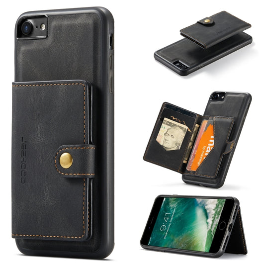 For iPhone SE 2022 / SE 2020 / 8 / 7 JEEHOOD Retro Magnetic Detachable Protective Case with Wallet & Card Slot & Holder(Black) - iPhone SE 2022 / 2020 / 8 / 7 Cases by buy2fix | Online Shopping UK | buy2fix