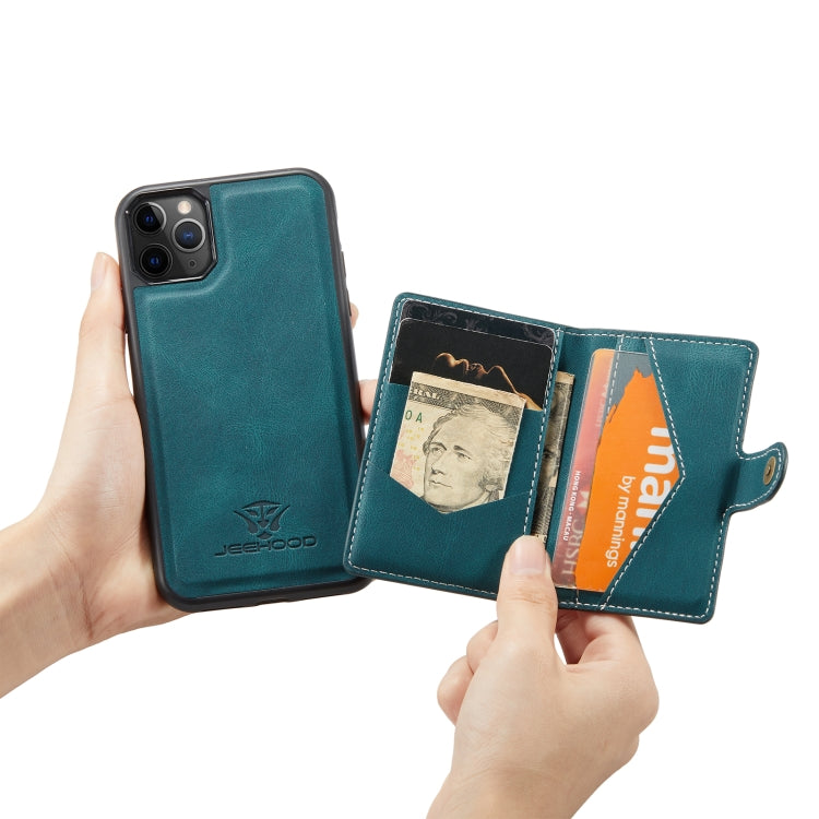 For iPhone 11 Pro JEEHOOD Retro Magnetic Detachable Protective Case with Wallet & Card Slot & Holder (Blue) - iPhone 11 Pro Cases by buy2fix | Online Shopping UK | buy2fix