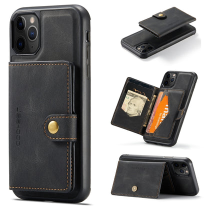 For iPhone 11 Pro Max JEEHOOD Retro Magnetic Detachable Protective Case with Wallet & Card Slot & Holder (Black) - iPhone 11 Pro Max Cases by buy2fix | Online Shopping UK | buy2fix