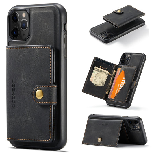 For iPhone 11 Pro Max JEEHOOD Retro Magnetic Detachable Protective Case with Wallet & Card Slot & Holder (Black) - iPhone 11 Pro Max Cases by buy2fix | Online Shopping UK | buy2fix