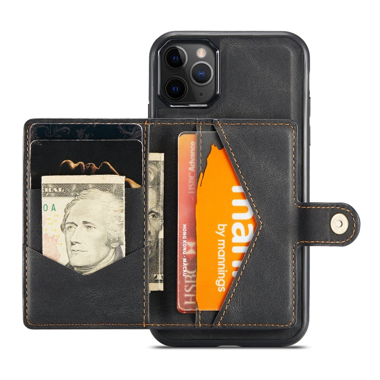 For iPhone 11 Pro Max JEEHOOD Retro Magnetic Detachable Protective Case with Wallet & Card Slot & Holder (Black) - iPhone 11 Pro Max Cases by buy2fix | Online Shopping UK | buy2fix