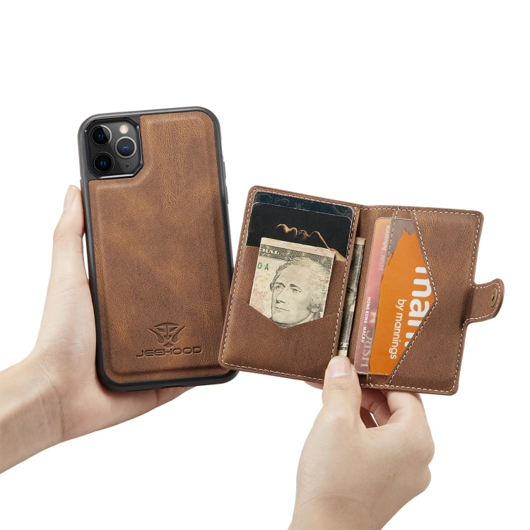 For iPhone 11 Pro Max JEEHOOD Retro Magnetic Detachable Protective Case with Wallet & Card Slot & Holder (Brown) - iPhone 11 Pro Max Cases by buy2fix | Online Shopping UK | buy2fix