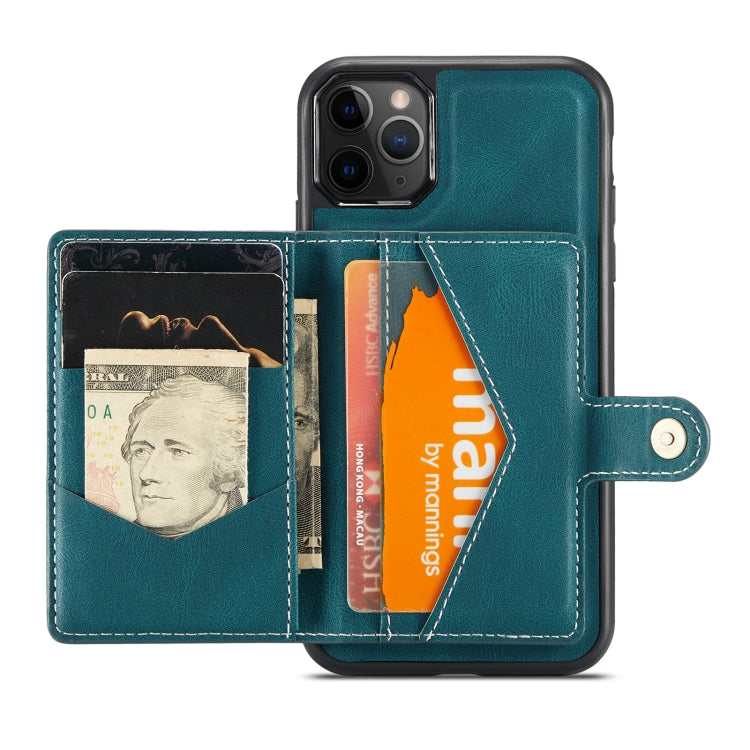 For iPhone 11 Pro Max JEEHOOD Retro Magnetic Detachable Protective Case with Wallet & Card Slot & Holder (Blue) - iPhone 11 Pro Max Cases by buy2fix | Online Shopping UK | buy2fix