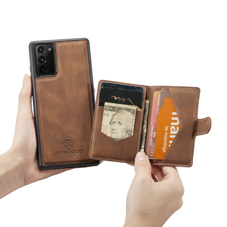 For Samsung Galaxy Note20 JEEHOOD Retro Magnetic Detachable Protective Case with Wallet & Card Slot & Holder(Brown) by buy2fix