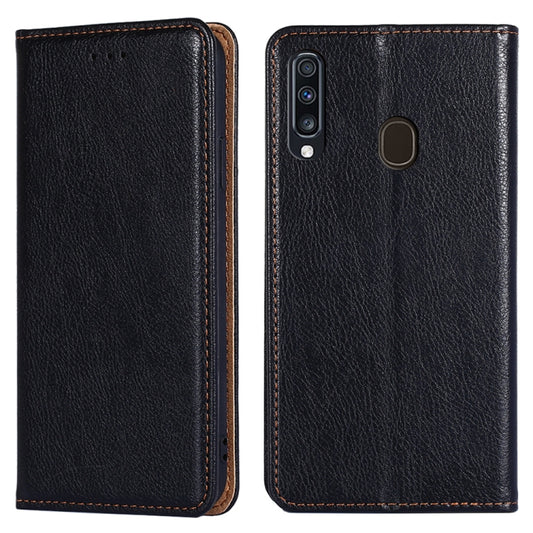 For Samsung Galaxy A20 PU + TPU Gloss Oil Solid Color Magnetic Horizontal Flip Leather Case with Holder & Card Slot & Wallet(Black) - Galaxy Phone Cases by buy2fix | Online Shopping UK | buy2fix