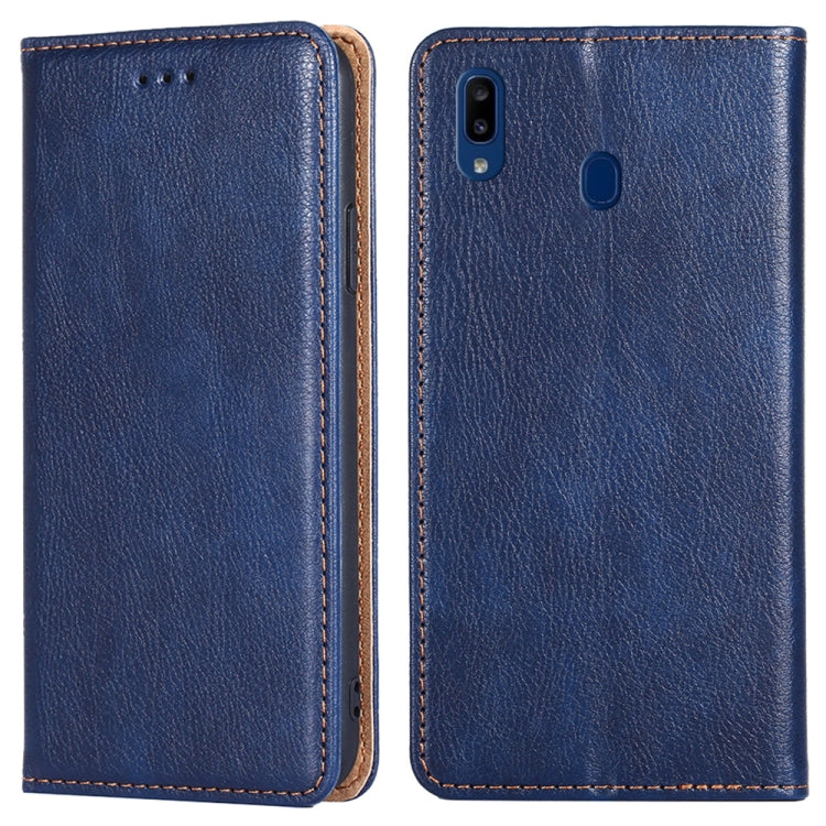 For Samsung Galaxy A20e PU + TPU Gloss Oil Solid Color Magnetic Horizontal Flip Leather Case with Holder & Card Slot & Wallet(Blue) - Galaxy Phone Cases by buy2fix | Online Shopping UK | buy2fix