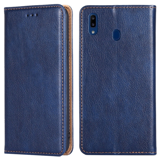 For Samsung Galaxy A20e PU + TPU Gloss Oil Solid Color Magnetic Horizontal Flip Leather Case with Holder & Card Slot & Wallet(Blue) by buy2fix