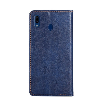 For Samsung Galaxy A20e PU + TPU Gloss Oil Solid Color Magnetic Horizontal Flip Leather Case with Holder & Card Slot & Wallet(Blue) - Galaxy Phone Cases by buy2fix | Online Shopping UK | buy2fix