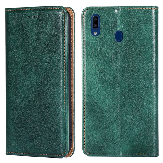 For Samsung Galaxy A20e PU + TPU Gloss Oil Solid Color Magnetic Horizontal Flip Leather Case with Holder & Card Slot & Wallet(Green) - Galaxy Phone Cases by buy2fix | Online Shopping UK | buy2fix