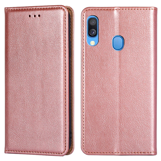 For Samsung Galaxy A40 PU + TPU Gloss Oil Solid Color Magnetic Horizontal Flip Leather Case with Holder & Card Slot & Wallet(Rose Gold) by buy2fix