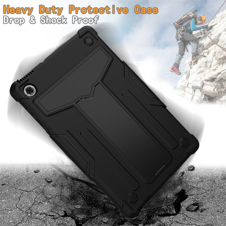 For Lenovo M10 Plus TB-X606F T-shaped Bracket Contrast Color Shockproof PC + Silicone Protective Case(Black) - Lenovo by buy2fix | Online Shopping UK | buy2fix