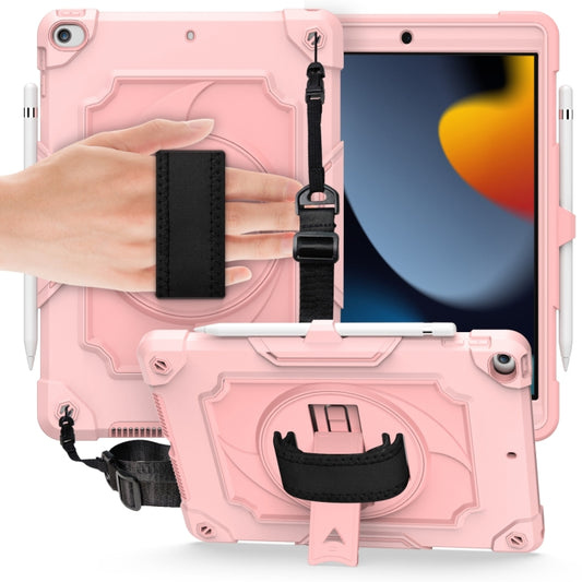 360 Degree Rotation Turntable Contrast Color Robot Shockproof Silicone + PC Protective Case with Holder For iPad 10.2 / 10.2 (2020) / Pro 10.5(Rose Gold) - iPad Air (2022) / (2020) 10.9 Cases by buy2fix | Online Shopping UK | buy2fix