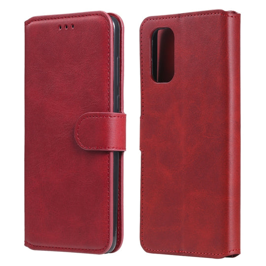 For OPPO Realme 7 5G / Realme V5 Classic Calf Texture PU + TPU Horizontal Flip Leather Case, with Holder & Card Slots & Wallet(Red)