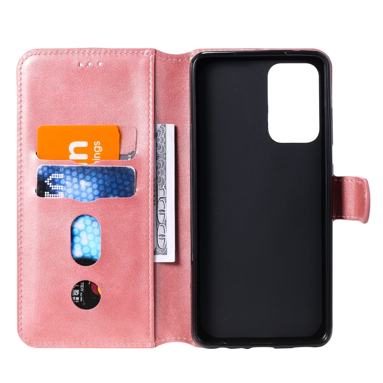 For Samsung Galaxy A52 5G Classic Calf Texture PU + TPU Horizontal Flip Leather Case, with Holder & Card Slots & Wallet(Rose Gold) by buy2fix