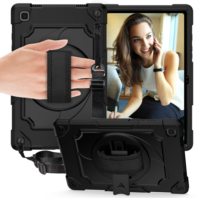 For Samsung Galaxy Tab A7 10.4 (2020)/T500 360 Degree Rotation Turntable Contrast Color Robot Shockproof Silicone + PC Protective Case with Holder(Black) - Other Galaxy Tab PC by buy2fix | Online Shopping UK | buy2fix