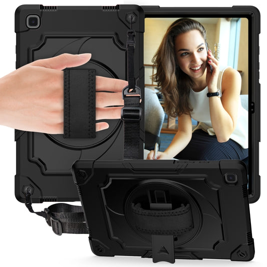 For Samsung Galaxy Tab A7 10.4 (2020)/T500 360 Degree Rotation Turntable Contrast Color Robot Shockproof Silicone + PC Protective Case with Holder(Black) - Other Galaxy Tab PC by buy2fix | Online Shopping UK | buy2fix