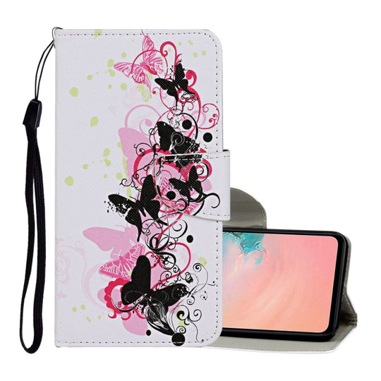 For Samsung Galaxy A02s(EU Edition) Colored Drawing Pattern Horizontal Flip Leather Case with Holder & Card Slots & Wallet & Lanyard(Four Butterflies)