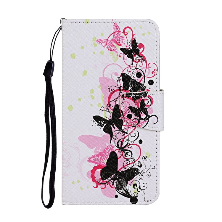 For Samsung Galaxy A12 Colored Drawing Pattern Horizontal Flip Leather Case with Holder & Card Slots & Wallet & Lanyard(Four Butterflies) by buy2fix