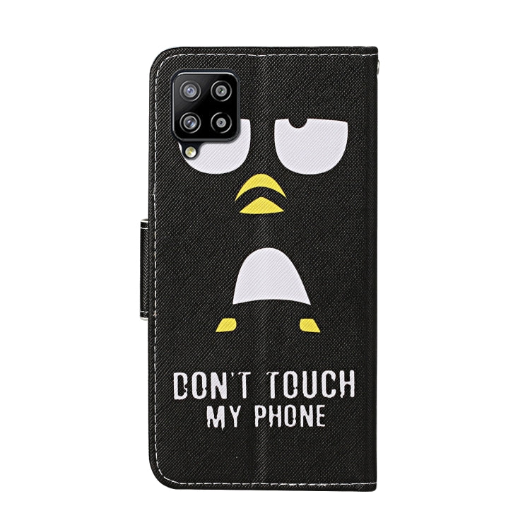 For Samsung Galaxy A12 Colored Drawing Pattern Horizontal Flip Leather Case with Holder & Card Slots & Wallet & Lanyard(Penguin) by buy2fix