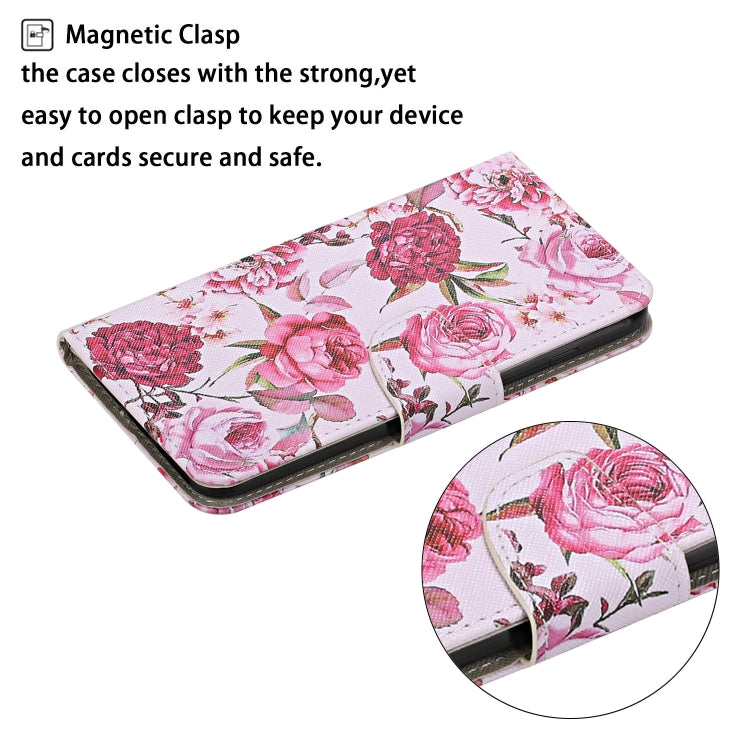 For Samsung Galaxy A12 Colored Drawing Pattern Horizontal Flip Leather Case with Holder & Card Slots & Wallet & Lanyard(Peonies) by buy2fix