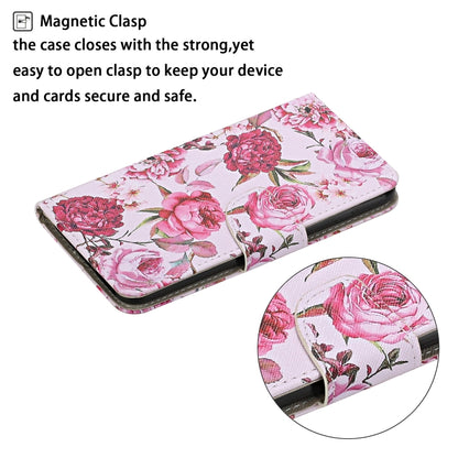 For Samsung Galaxy A12 Colored Drawing Pattern Horizontal Flip Leather Case with Holder & Card Slots & Wallet & Lanyard(Peonies) by buy2fix