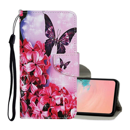 For Samsung Galaxy A12 Colored Drawing Pattern Horizontal Flip Leather Case with Holder & Card Slots & Wallet & Lanyard(Red Flower Butterfly) by buy2fix
