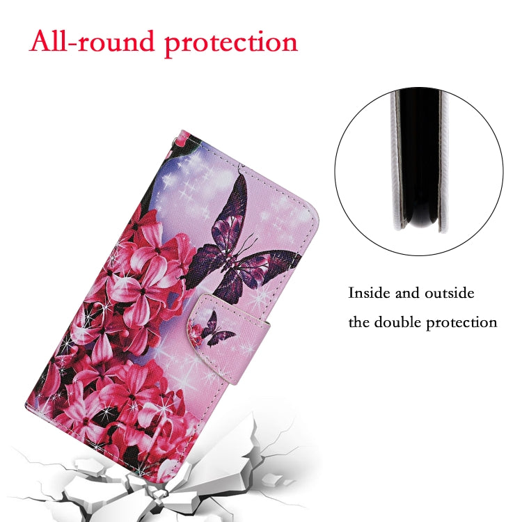 For Samsung Galaxy A12 Colored Drawing Pattern Horizontal Flip Leather Case with Holder & Card Slots & Wallet & Lanyard(Red Flower Butterfly) by buy2fix