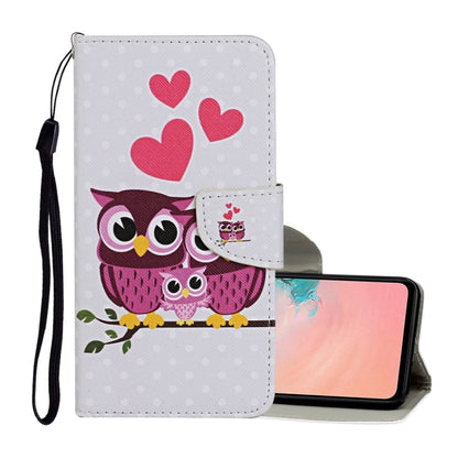 For Samsung Galaxy A12 Colored Drawing Pattern Horizontal Flip Leather Case with Holder & Card Slots & Wallet & Lanyard(Owl Family) by buy2fix