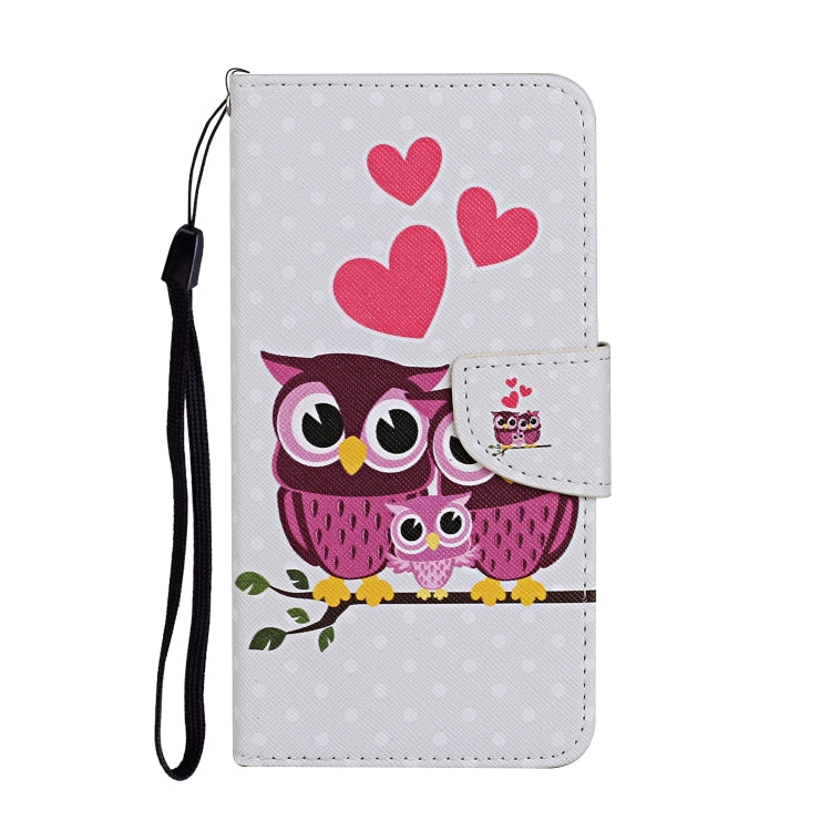For Samsung Galaxy A12 Colored Drawing Pattern Horizontal Flip Leather Case with Holder & Card Slots & Wallet & Lanyard(Owl Family) by buy2fix