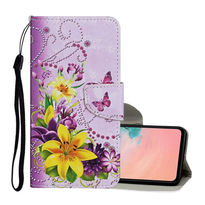 For Samsung Galaxy A52 5G / 4G Colored Drawing Pattern Horizontal Flip Leather Case with Holder & Card Slots & Wallet & Lanyard(Yellow Flower Butterfly) by buy2fix