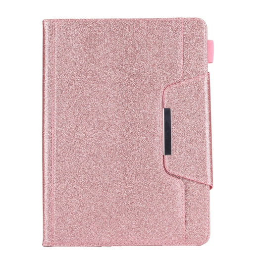 For iPad 10.2 2021 / 2020 / 2019 Glitter Powder Horizontal Flip Leather Case with Holder & Card Slot & Photo Frame & Wallet(Pink) by buy2fix