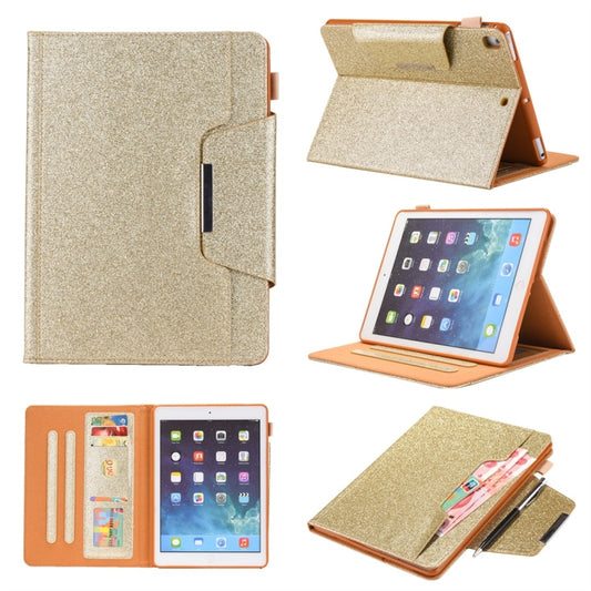For iPad 10.2 2021 / 2020 / 2019 Glitter Powder Horizontal Flip Leather Case with Holder & Card Slot & Photo Frame & Wallet(Gold) - iPad 10.2 Cases by buy2fix | Online Shopping UK | buy2fix