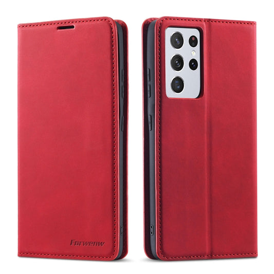 For Samsung Galaxy S21 Ultra 5G Forwenw Dream Series Oil Edge Strong Magnetism Horizontal Flip Leather Case with Holder & Card Slots & Wallet & Photo Frame(Red) - Galaxy S21 Ultra 5G Cases by Forwenw | Online Shopping UK | buy2fix